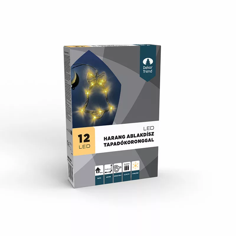 Harang ablakd�sz tapad�koronggal, 16 x 20 cm, 12 LED meleg feh�r, elemes